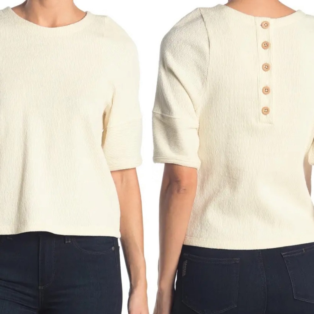 Madewell NWOT Button Back Ottoman Jacquard Top